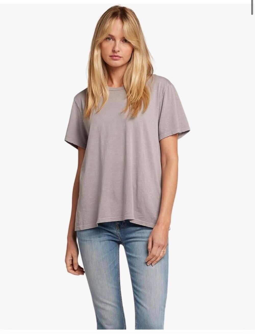 Current/Elliott The Spark Dolphin Gray Slub Cotton Short Sleeve Crewneck Tee XL